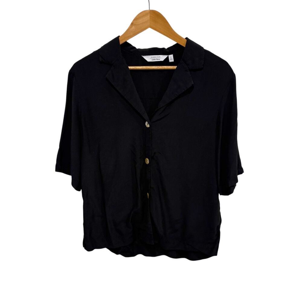 & Other Stories Short Sleeve Button Up Blouse Women's 4 Black